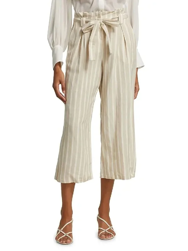 Trendy Online Boutiques Samira Wide Paperbag Pant In Bisque/ivory Stripe