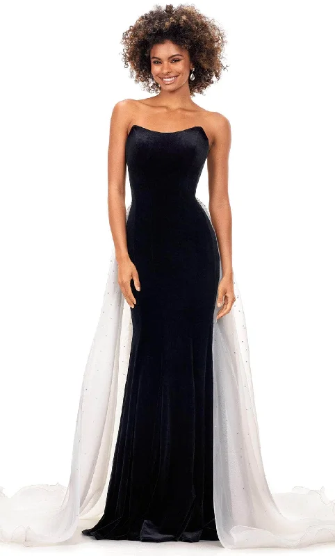 Shop Sale Items Ashley Lauren 11311 - Overskirt Velvet Evening Gown