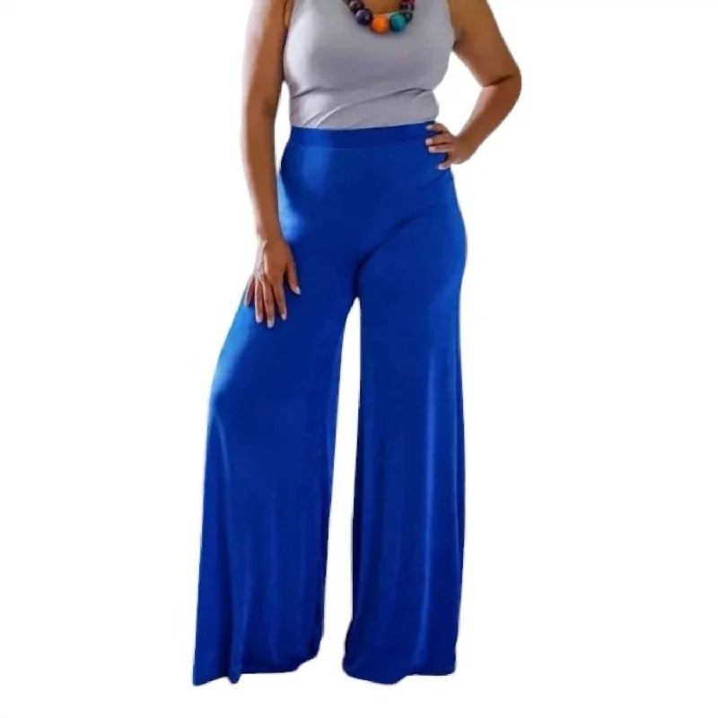 Women's Fashion Clothing Slink Fabric Palazzo Pants In Blue