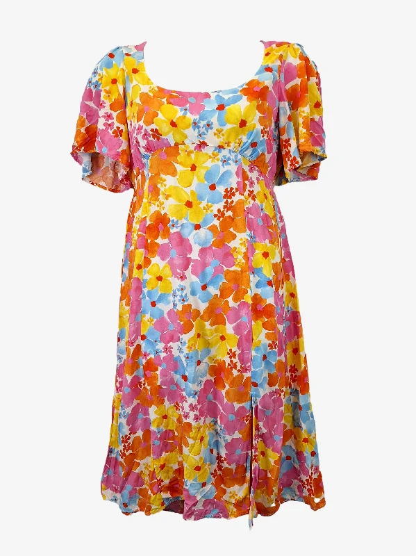 Dive Into Trendy Styles Nobody's Child Funky Round Neck Meadow Midi Dress Size 14