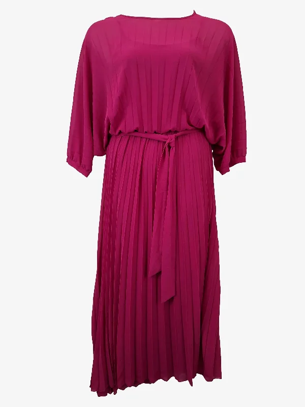 Winter Wardrobe Clearance Fate + Becker Fuchsia Bat Wing Pleated Maxi Dress Size 10