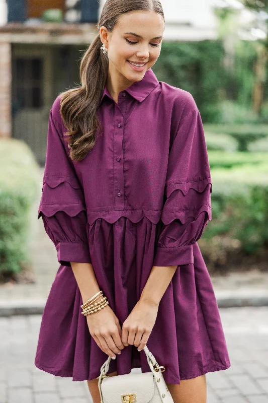 Clothing Sales All The Best Plum Purple Scalloped Dress