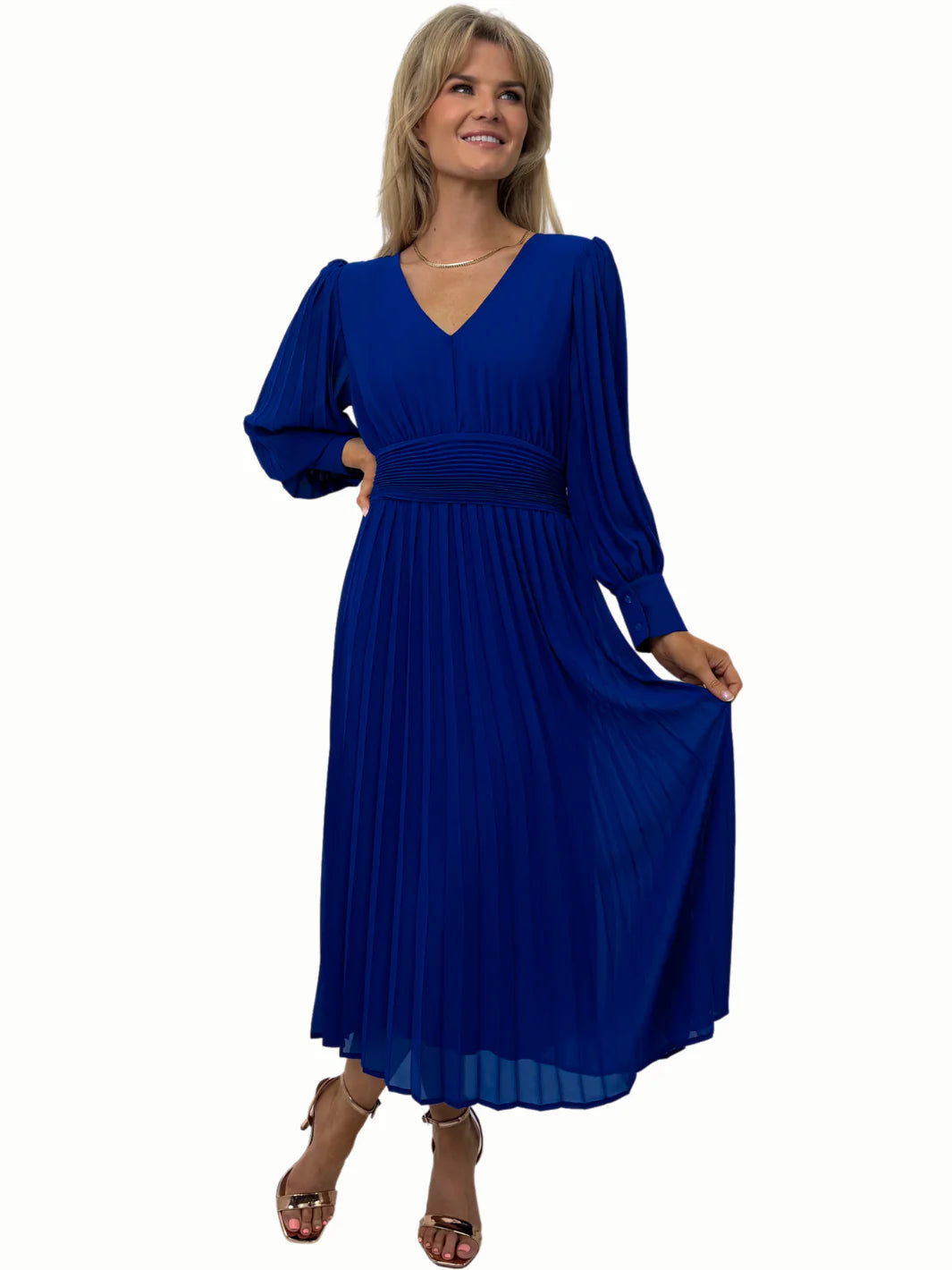 Elegant Attire For The Modern Lady Hannah Midi Dress (Blue)