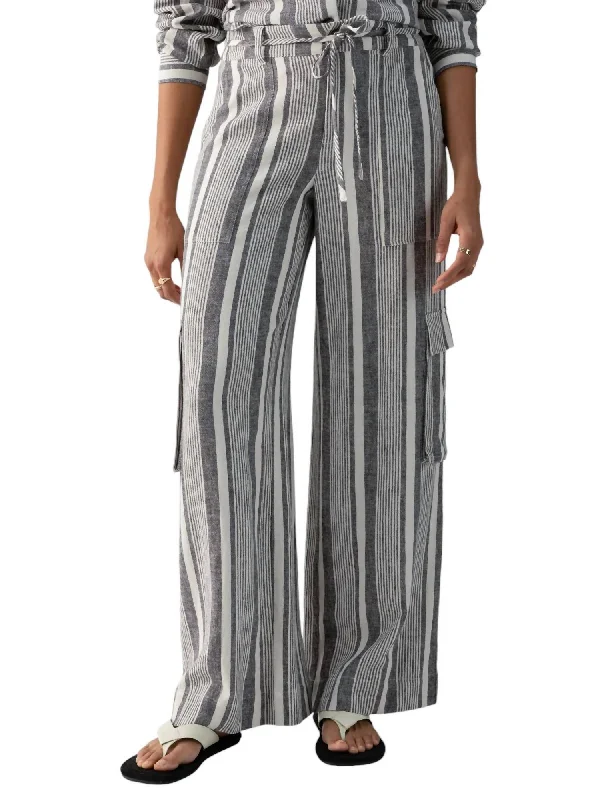 Comfortable Clothes Sunset Linen Pant In Variegated Stripe