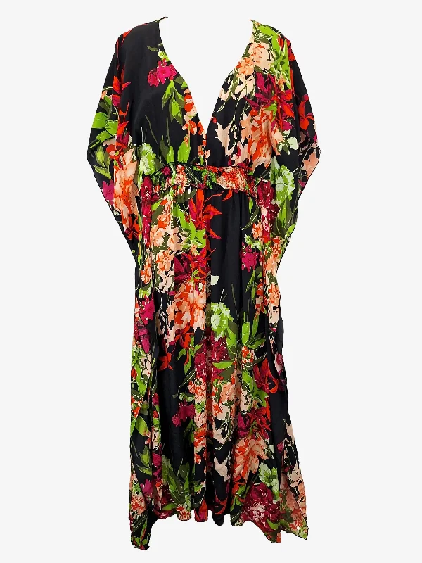 Elegant Fashion Phyllis Boho Resort Silk Kaftan Maxi Dress Size S