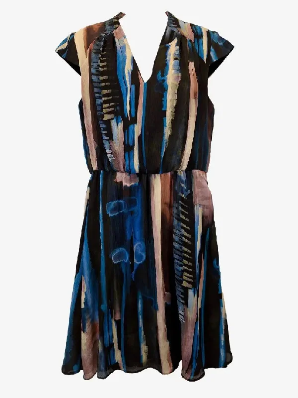 Final Sale Cue Watercolour Cap Sleeve Midi Dress Size 10