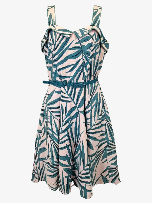 Trendsetting Threads Review Delicate Tropical Belted Midi Dress Size 8