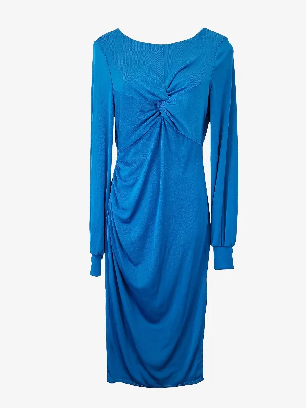 Trend Setting Wardrobe River Island Draped Cobalt Cocktail Midi Dress Size 10