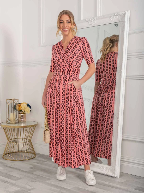 Top 10 Women's Online Clothing Stores Genesis Wrap Front Maxi Dress (Coral Pink)