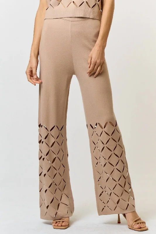 Hot Styles Cut Out Detail Sweater Pants In Taupe