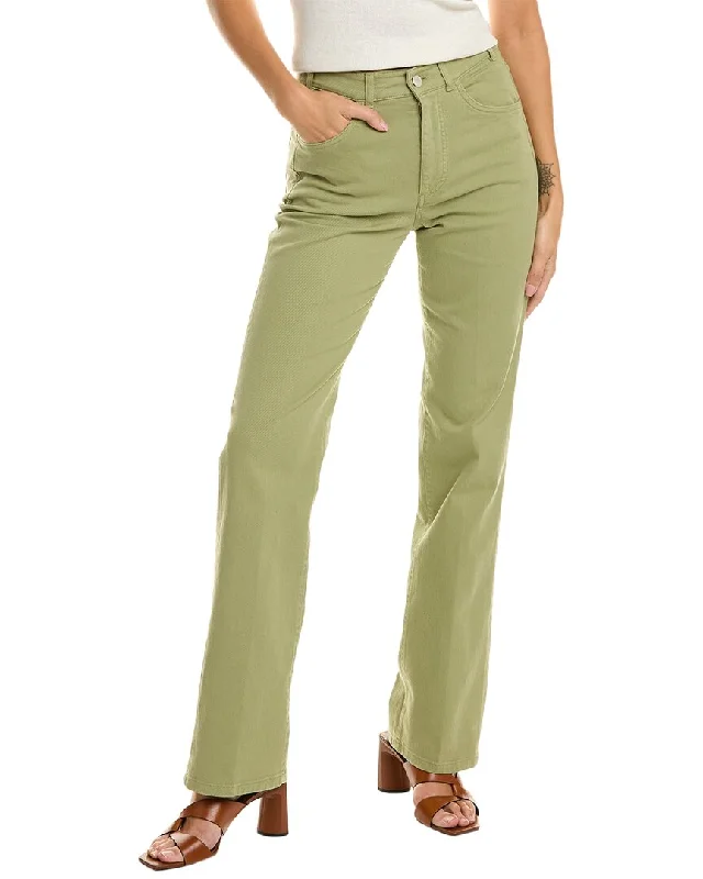 Athleisure Wear Loro Piana High-Rise Green Straight Leg Jean