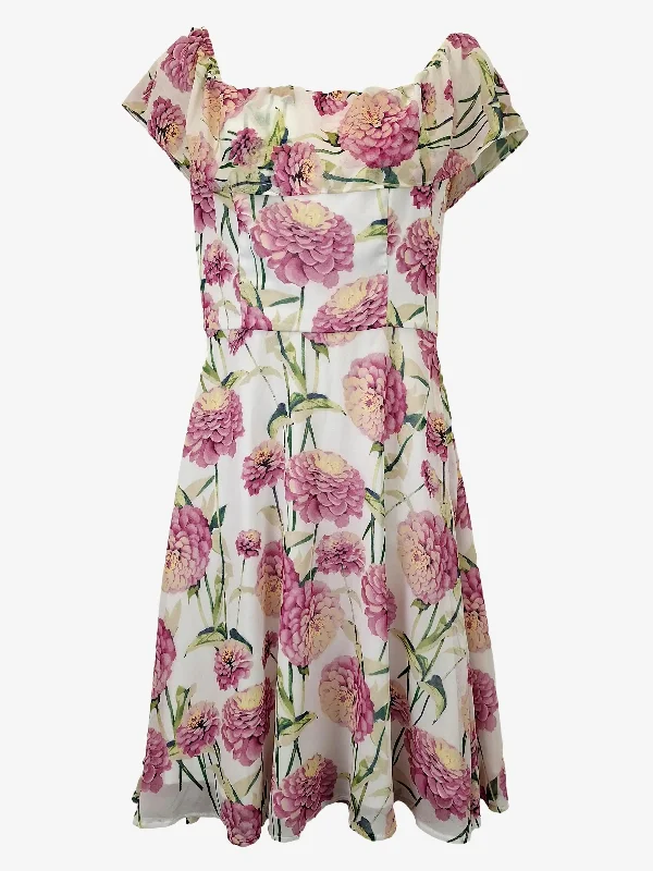 Runway Inspired Wear Review Feminine Chiffon Bloom Midi Dress Size 8