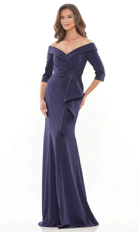 Special Offers Rina Di Montella - RD2733 Quarter Sleeve Brooch Drape Gown