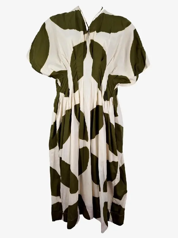 End Of Season Sale Khara Kapas Olive Spotted Maxi Dress Size M