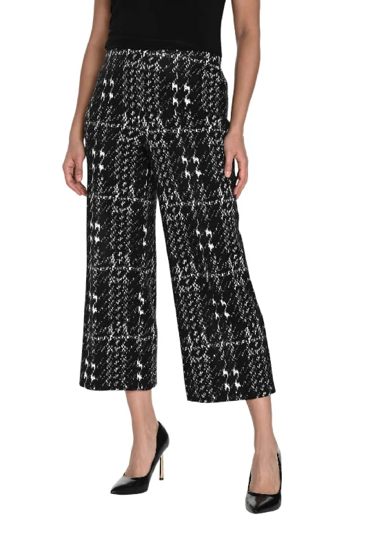 High End Women's Wear Houndstooth Knit Pant In Black /off White