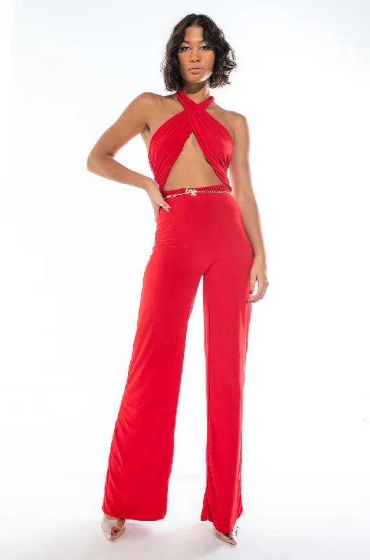 Shop Sales MY ALL WIDE LEG JUMPSUIT RED