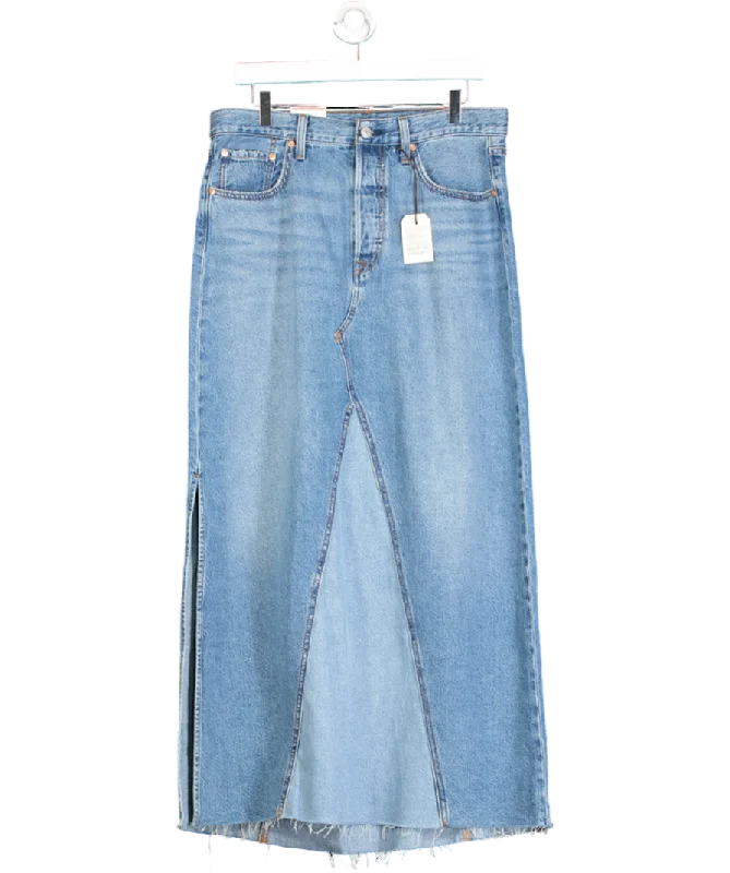 Cutting Edge Fashion levis Blue High Rise A Line Decon Maxi Skirt W30