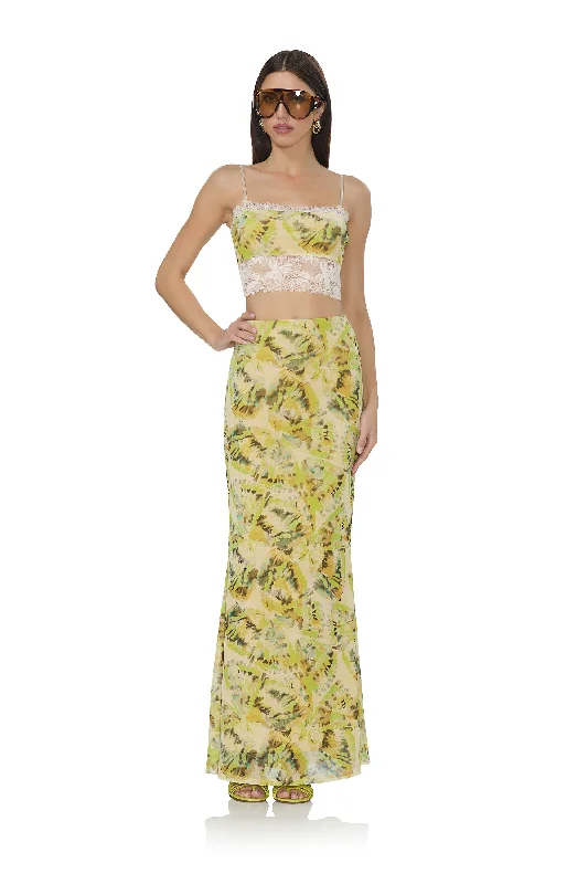 Limited Stock Tegan Maxi Skirt - Lime Wing