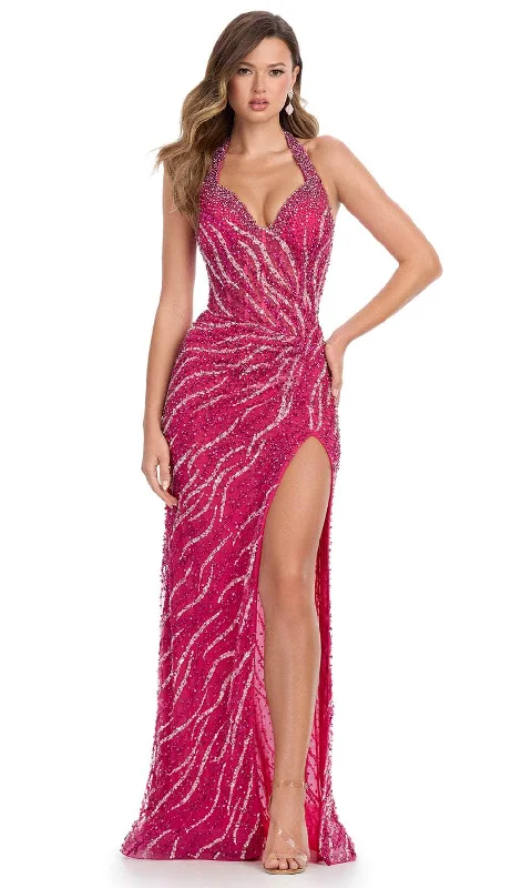 Urban Femme Streetwear Ashley Lauren 11964 - Halter Neckline Bead Encrusted Prom Dress