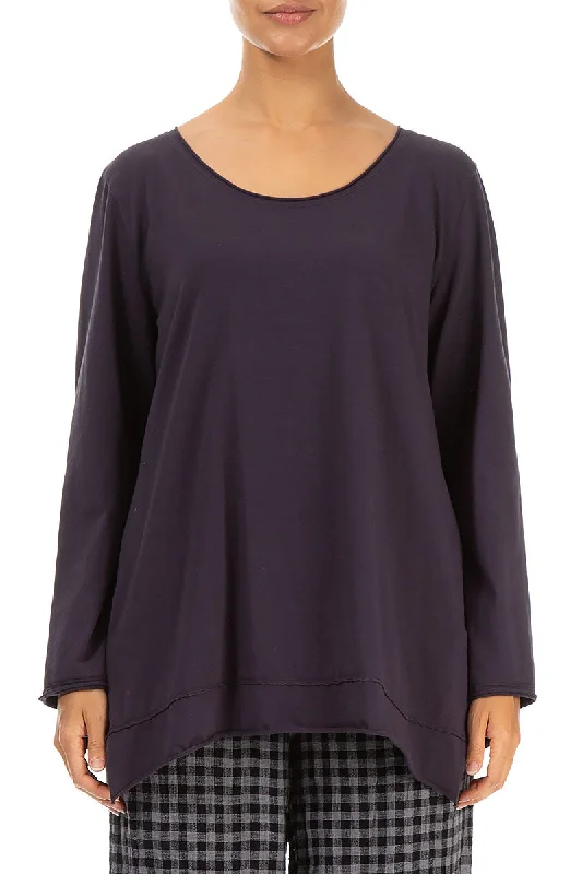 Travel Essentials Asymmetric Hem Vintage Violet Cotton Blouse