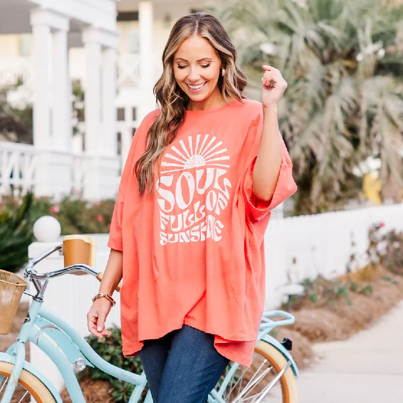 Durable Fashion Picks Soulshine Boyfriend Tee, Deep Coral