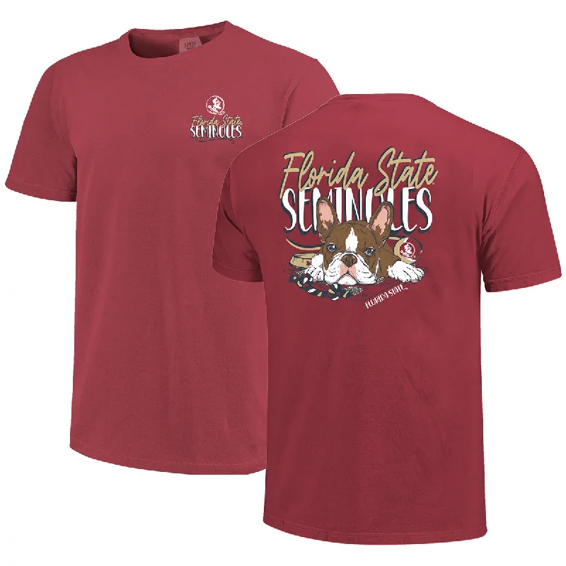 Holiday Gift Guide Sale Image One Comfort Colors Florida State Seminoles Dog Design Short Sleeve T-shirt - Brick