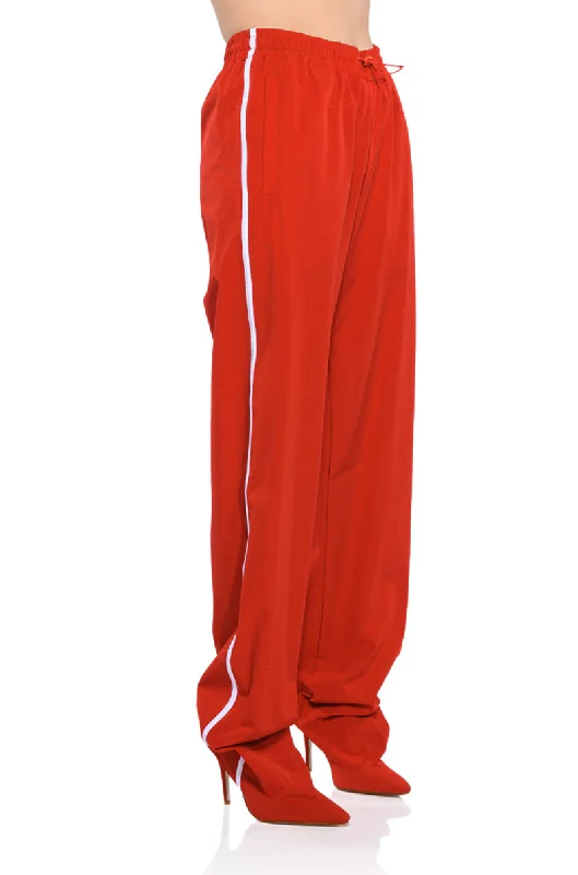 Effortless Chic Apparel AZALEA WANG BOOT TRACK PANT IN SAGE RED