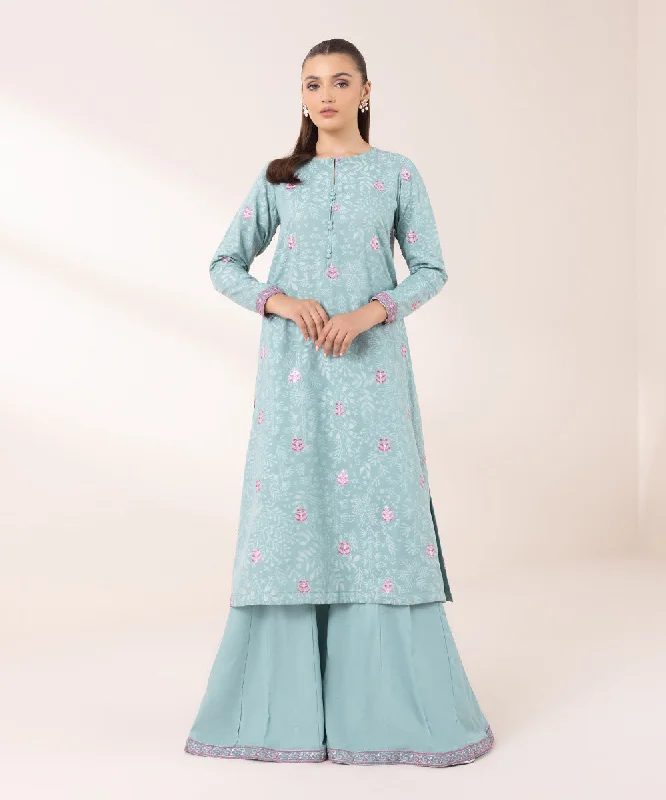 Feminine Dresses for Women in Bold Prints Embroidered Jacquard Shirt