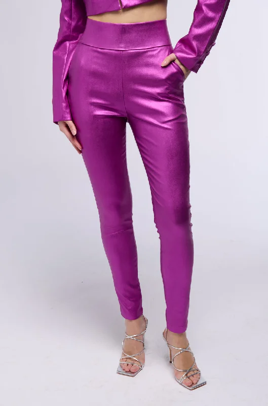 Casual Chic Clothing BIG BOOTY HIGH WAIST FAUX LEATHER PANT IN NEON PURPLE