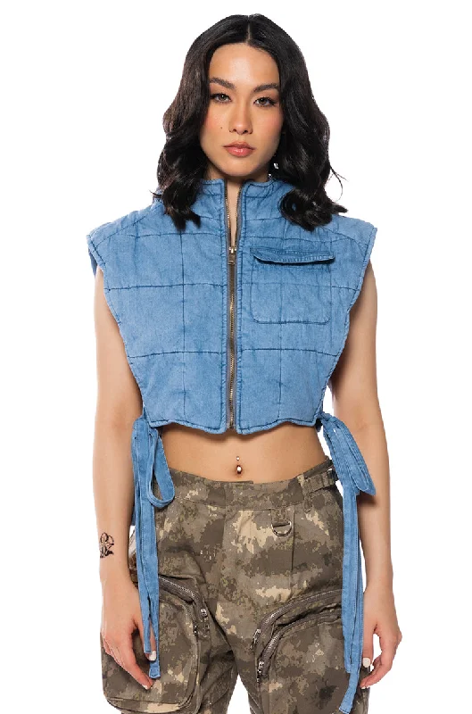 Trend Forward Threads For Her FOLLOW YOU DOWN DENIM PUFFER VEST