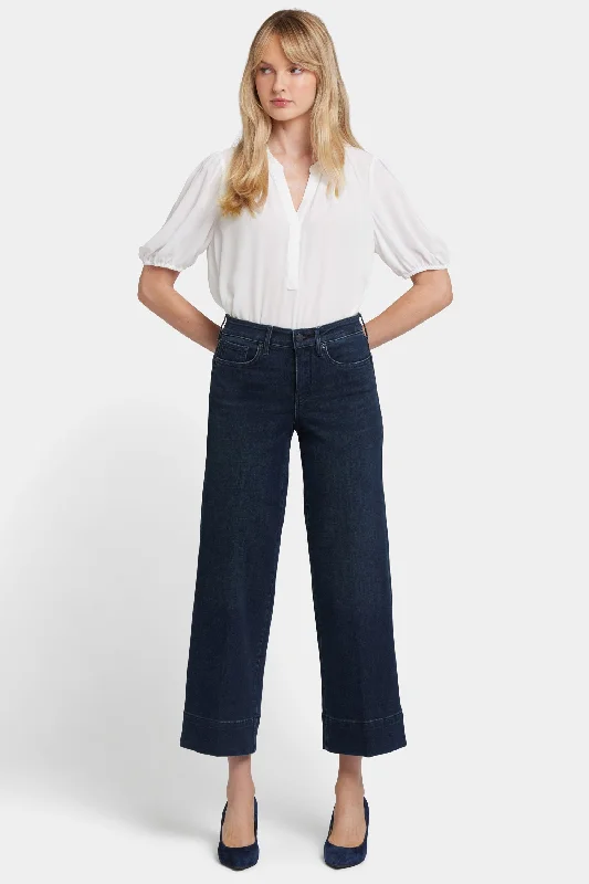 Special Offer Teresa Wide Leg Ankle Jeans In Petite - Obsidian Blue