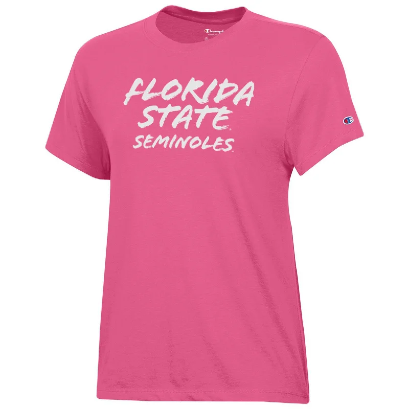 Free Spirited Fashion Champion Women's Florida State Seminoles Short Sleeve T-shirt - Pink