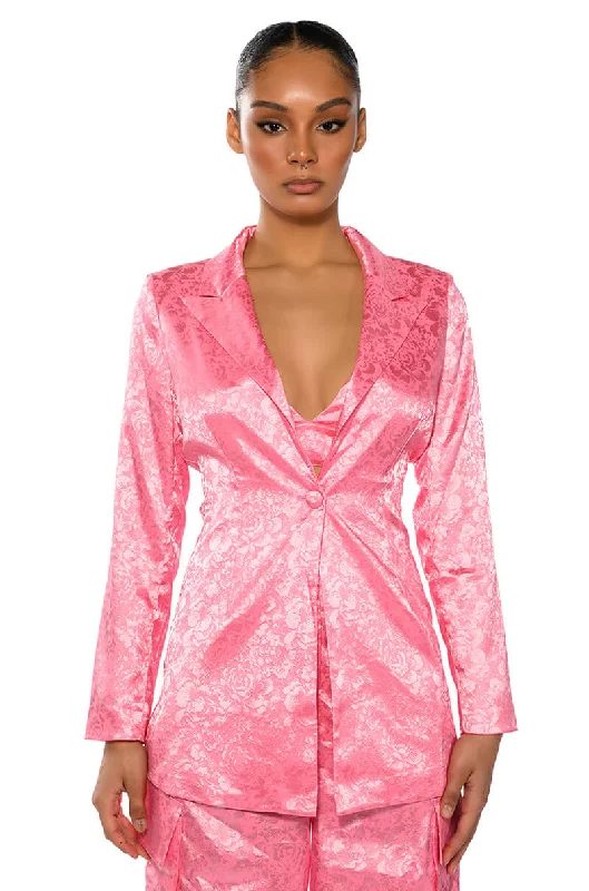 Chic Trends Unveiled DAYDREAM SATIN FLORAL BLAZER