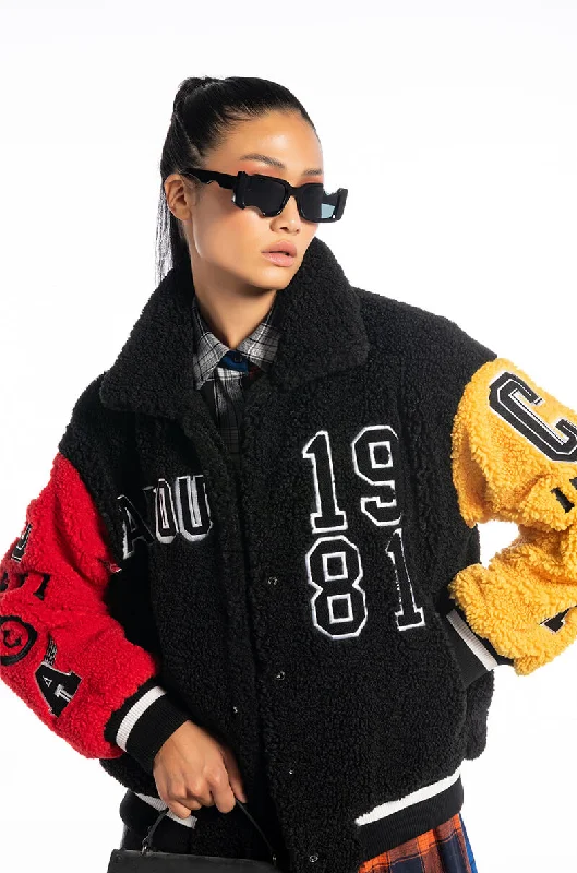 Discover Promotions SOLO BEAR TEDDY VARSITY JACKET