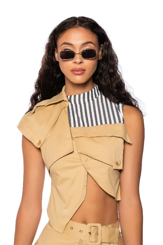 Limited Time FALL FORWARD CROP SLEEVELESS TRENCH VEST