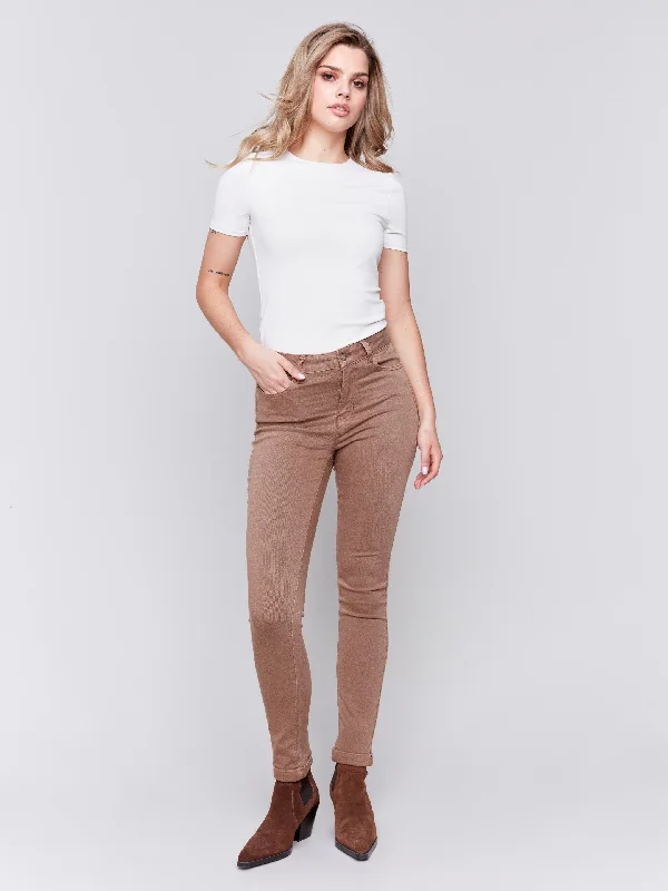 Wardrobe Update Cuffed Hem Twill Jeans - Truffle