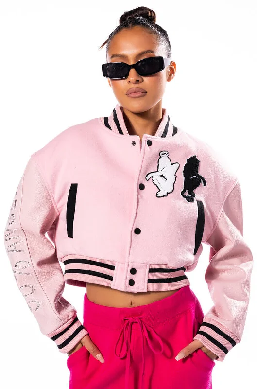 Clothes Sales Y2K VARSITY BOMBER WITH TRAMP STAMP