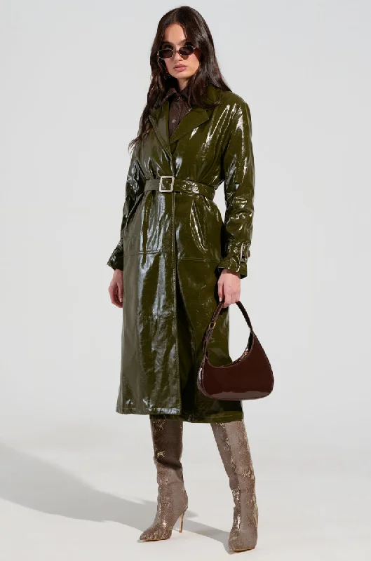 Big Discounts ON THE FLY FAUX LEATHER TRENCH