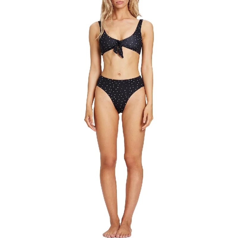 Evening Looks Womens Knot-Front Polka Dot Swim Top Separates