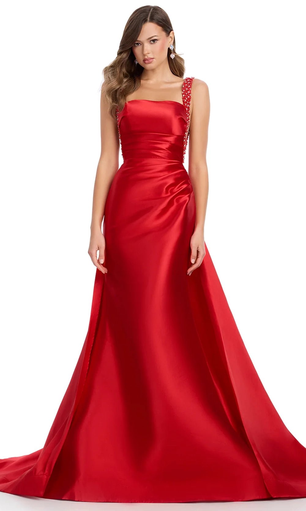 Comfortable Clothes Ashley Lauren 11979 - Square Neck Prom Gown with Overskirt