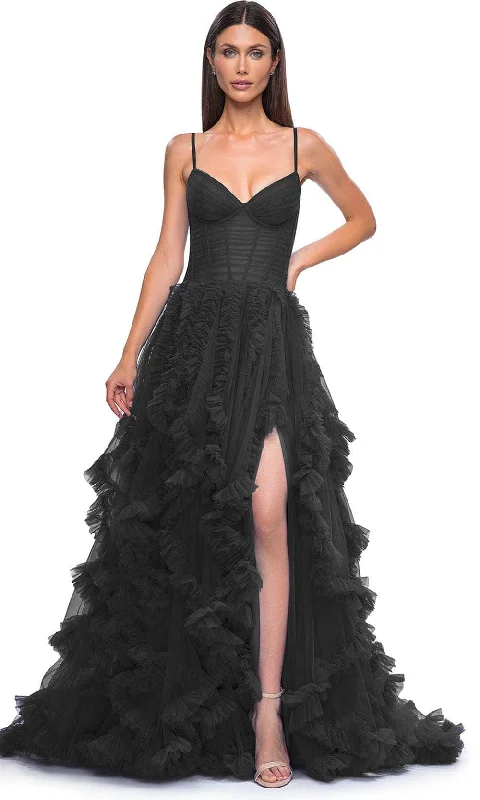 Luxury Fashion La Femme 32719 - Ruffled Tulle A-Line Prom Gown