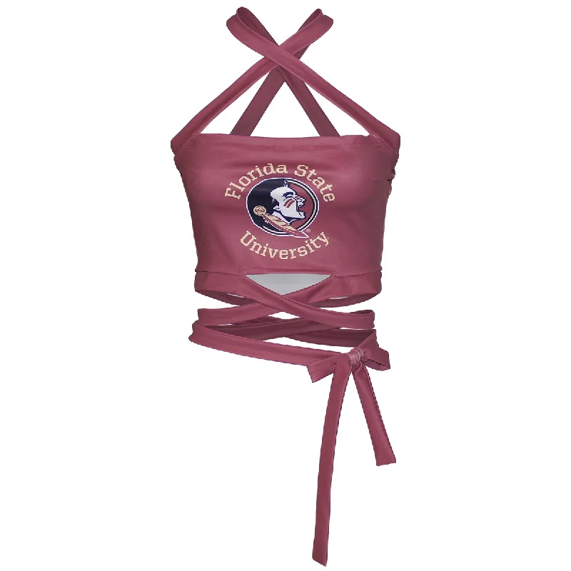 Women Apparel Emerson Street Women's Florida State University/Seminole Logo Design Criss Cross Bandeau - Garnet