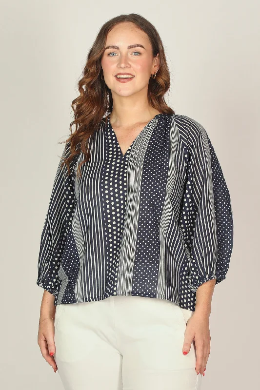 Timeless Elegance Redefined Finch Blouse in Polka Stripes