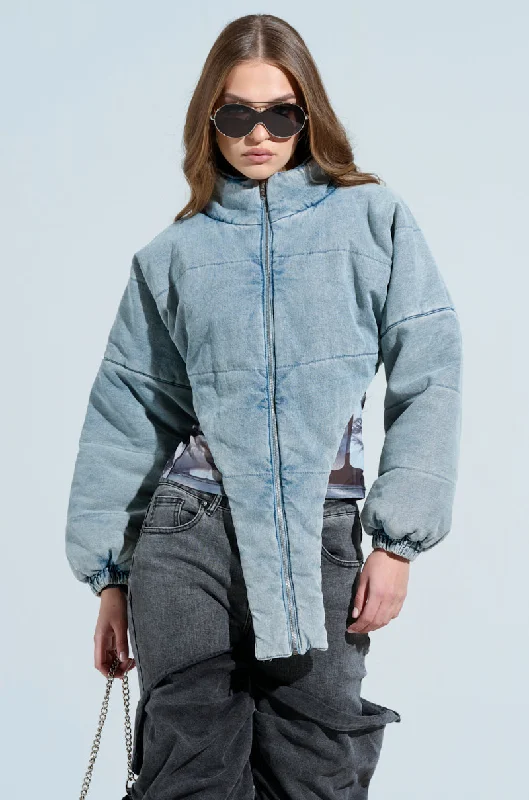 Comfortable Chic CHARLI CROPPED DENIM PUFFER