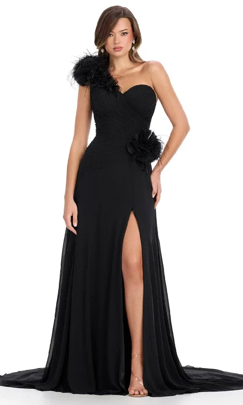 Casual Fashion Ashley Lauren 11969 - Feather Accent One Shoulder Prom Dress