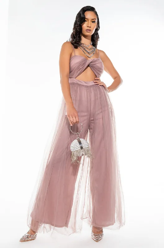 Hurry Before It's Gone LOVE IS IN THE AIR FASHION TULLE JUMPSUIT BLUSH TAUPE