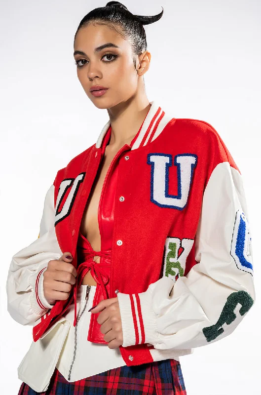 Sale Clearance DOUBLE U PATCH WORK VARSITY BOMBER