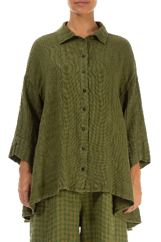 Special Offers, Don't Miss Loose Olive Textured Linen Shirt