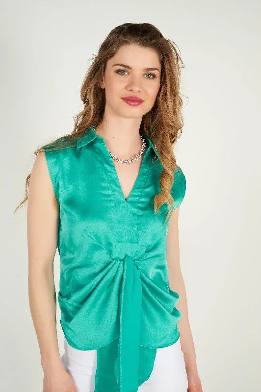 Trendy Street Style Attire Blouse sans manches en satin - KASIA-W1 - (E-B1) - VENTE FINALE