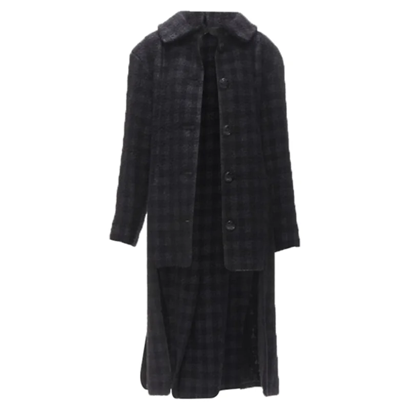 Crazy Discounts, Hurry Up Chanel lurex check tweed Globe CC button high low coat